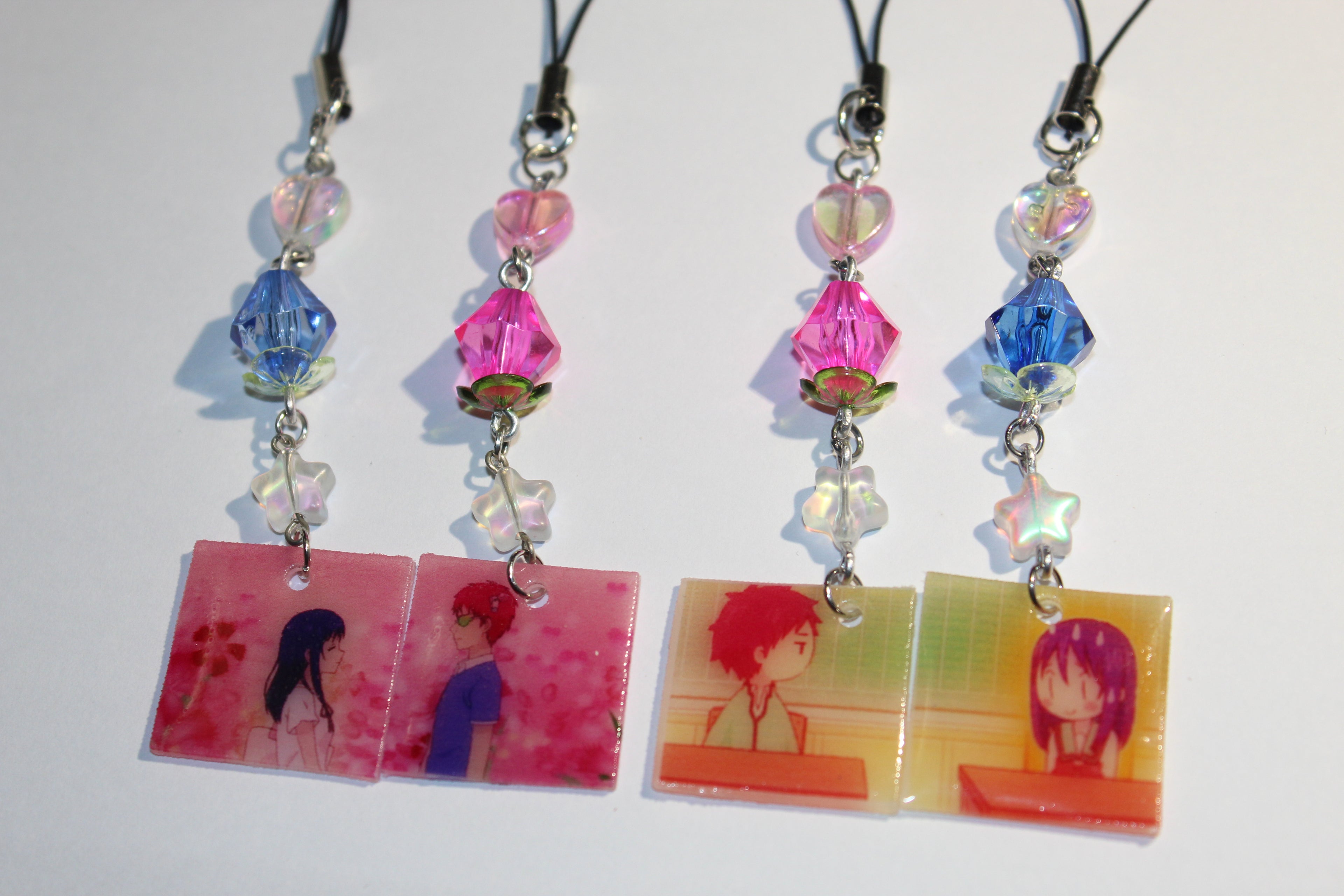 Saiki and teruhashi matching phone charms ! INCLUDES BOTH (2 versions)